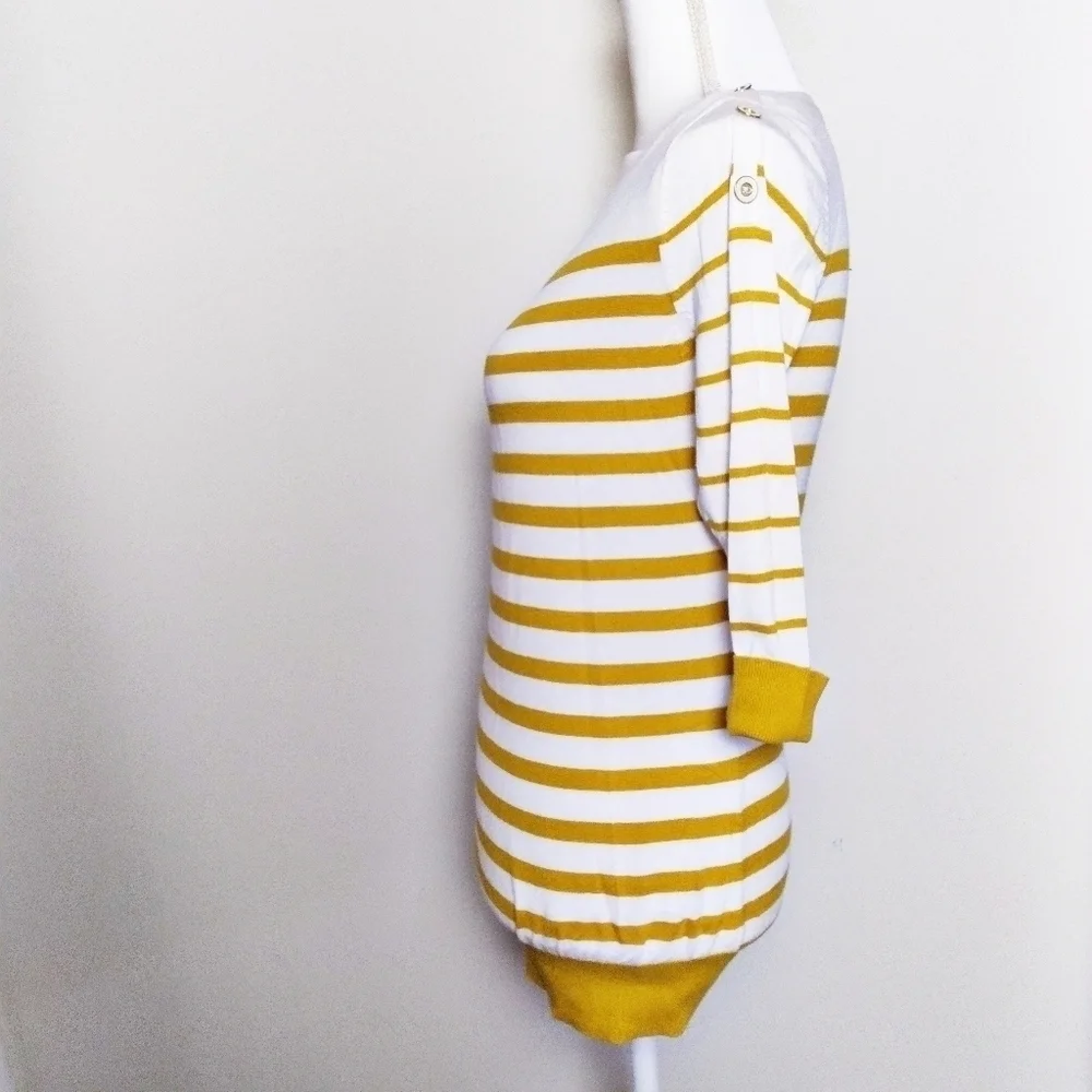 Banana Republic Mustard Yellow Striped Top Small